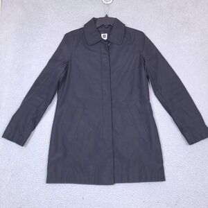 Vintage Gap Factory Store Trench Rain‎ Coat Jacket Womens Medium Black Button Up